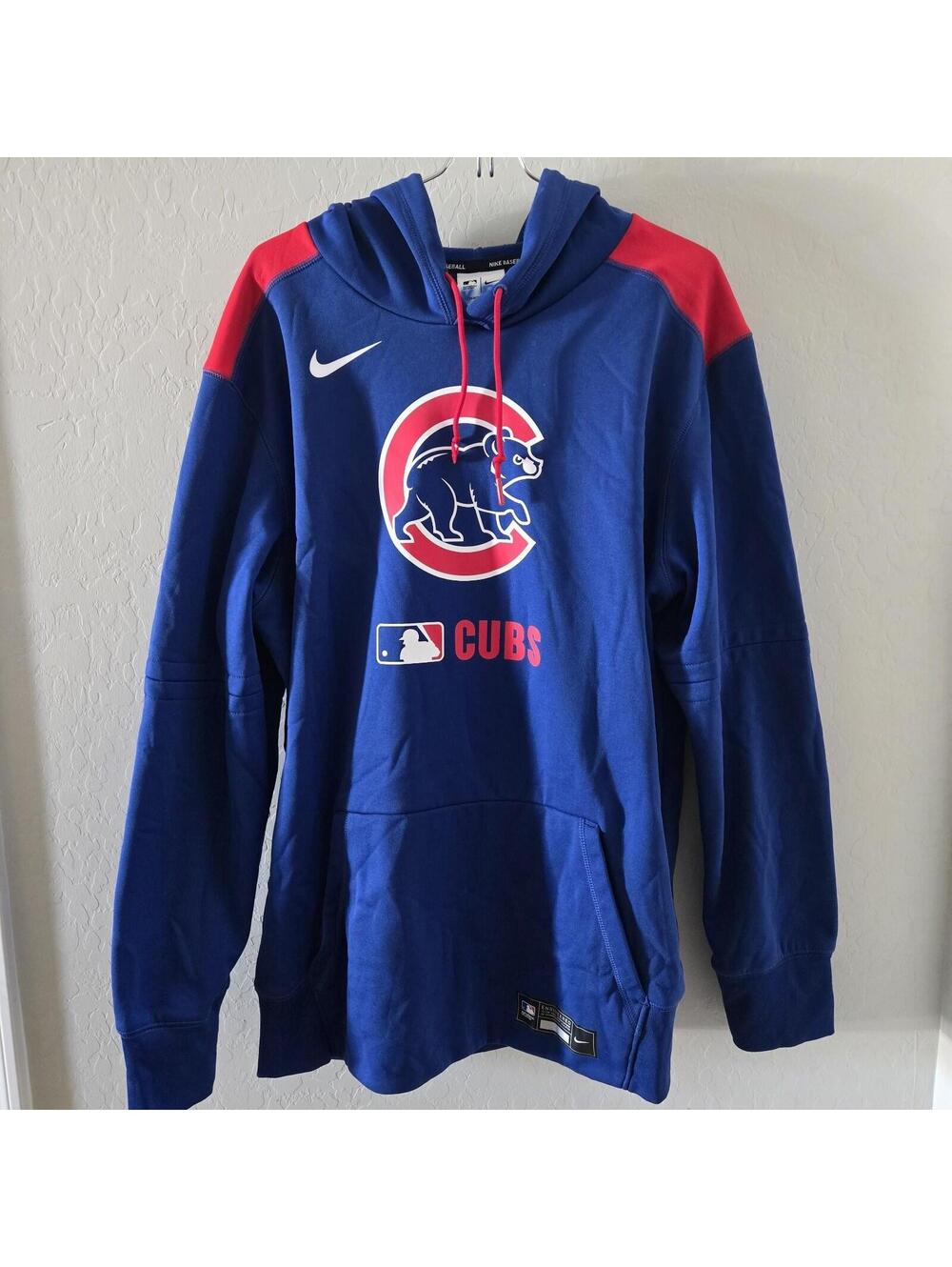 Chicago Cubs Hoodie Mens Large Blue MLB Baseball Nike Therma-FIT Pullover Top